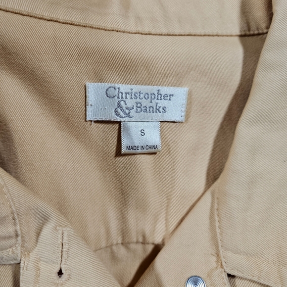 Christopher & Banks Button Up Long Sleeve Jean Jacket, Light Yellow, Small - Picture 9 of 15